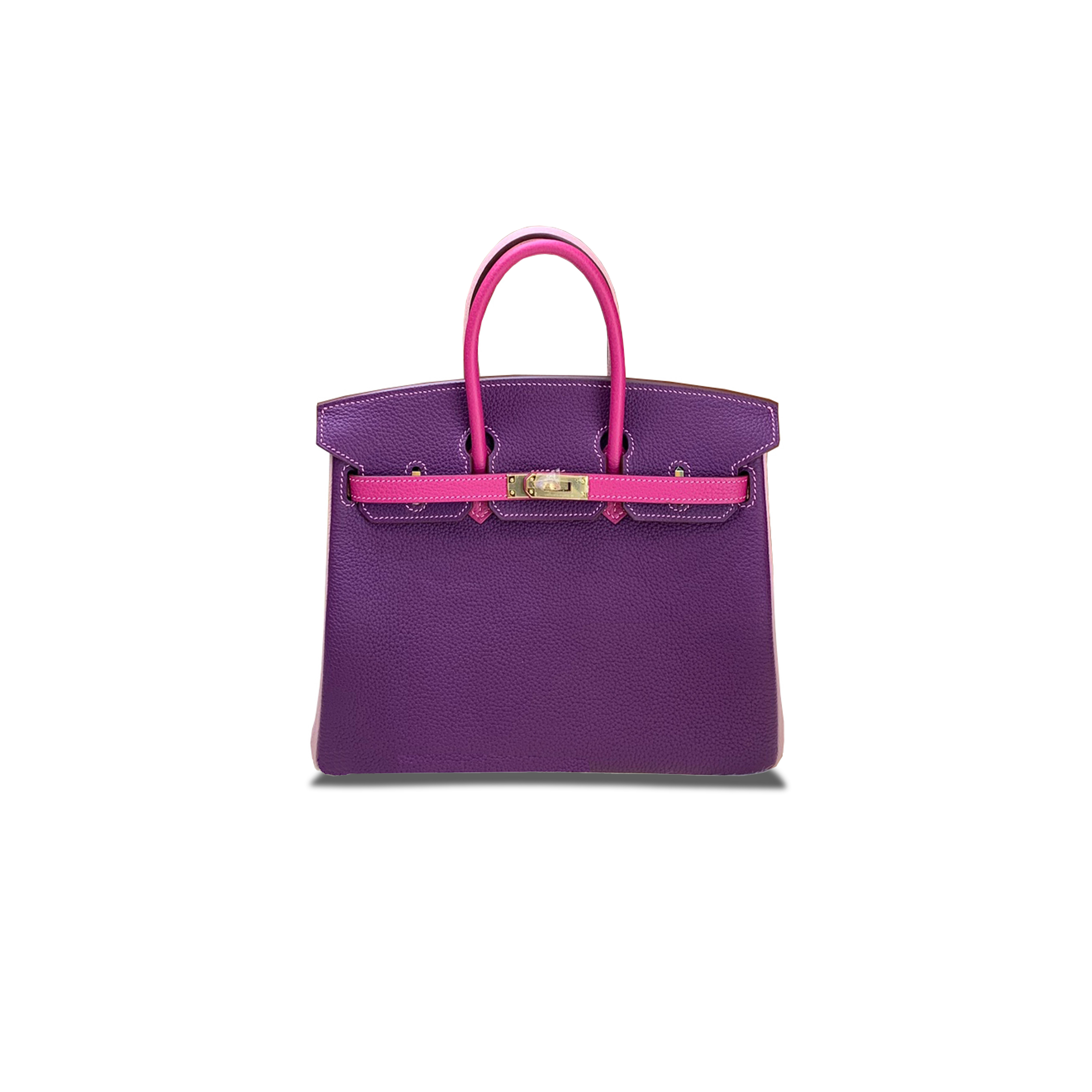 HERMES BIRKIN 25 TOGO LEATHER ANEMONE PURPLE ROSE RED 3Q PINK GOLD BUCKLE HANDBAG 3300206 (25*20*13cm)